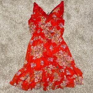 Beautiful red floral print sun dress
